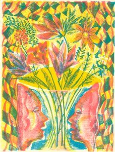面孔与花朵》，2015 年（石版画） 作者 玛丽·库珀