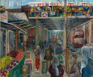 Ladbroke Grove就在封锁前：4、车站，2020年（板油）。 作者 玛丽·库珀
