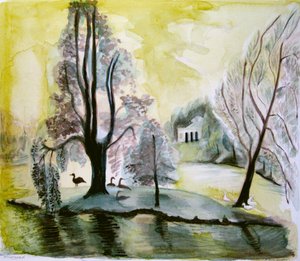 斯托黑德，傍晚的湖面，2006 年（水彩画） 作者 玛丽·库珀