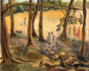 树下，汉普斯特德希斯，2002 年（木板油画） 作者 玛丽·库珀