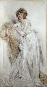 一位爱德华时代的女士（纸上水彩画） 作者 玛丽·L·高