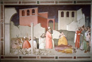 Zigawo za Usiku Watsopano Chaka Chatsopano: Papa Saint Sylvester I (Silvester kapena Silvestro) (314-335) amatseka pakamwa pa chinjokacho (kumanzere) ndikuwukitsanso mizere iwiri yamatsenga ndi mpweya wa chinjoka (Papa Sylvester I ndikuchotsa chinjoka ndik