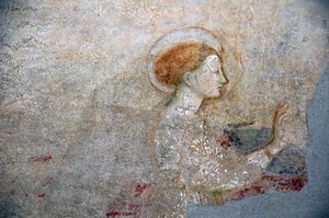 马索里诺-达-帕尼卡雷（Masolino da Panicale）在卡斯蒂利昂洗礼堂的壁画，圣母领报细节