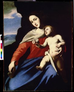 圣母与圣婴马西莫-斯坦乔内（Massimo Stanzione，约 1585-1658 年）的作品。布面油画 作者 马西莫·斯坦齐奥内