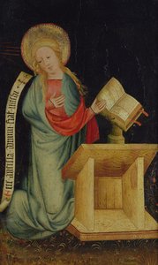 来自The Harvester Altar的天使报喜圣母，c.1410（橡树上的蛋彩画）（另见145253和145254）