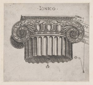 Speculum Romanae Magnificentiae: 爱奥尼亚式资本，约1537年。