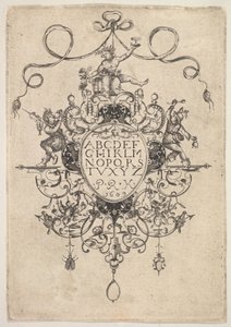 带有字母的吊坠设计，1609年。 作者 PRK大师