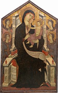 Maestà 圣母子与四位天使，约1290年。 作者 Citta di Castello的主人