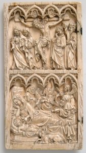 耶稣受难和耶稣诞生的双联画的叶子，德国，约1375-1400年。 作者 克雷姆斯明斯特硕士