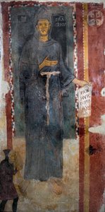 阿西西的圣弗朗索瓦（1181-1226）的代表作 这无疑是圣人在世时被处决的第一幅代表作，代表作没有污点，也没有金光。他拿着一张纸或用拉丁文写着 "Pax huic Domui"（和平）。 作者 阿西西圣方济各大师