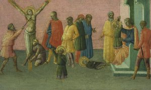 圣徒的殉难，1400-50（面板上的蛋彩画和金箔） 作者 Master of St. Julitta and St. Quiricus Master of St. Julitta and St. Quiricus