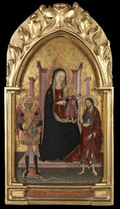 处女和儿童与圣迈克尔和施洗者圣约翰一同登基，约1440-70年 作者 阿塞特里祭坛大师