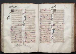 哥达弥撒曲》（The Gotha Missal）：Fol.108v，文本，约1375。 作者 Boqueteaux大师