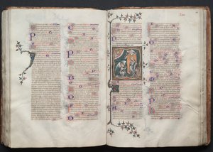 哥达弥撒曲》（The Gotha Missal）。Fol.110r, The Annunciation, c. 1375.