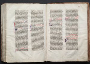 哥达弥撒曲》（The Gotha Missal）。Fol.155v，文本，约1375年。 作者 Boqueteaux大师