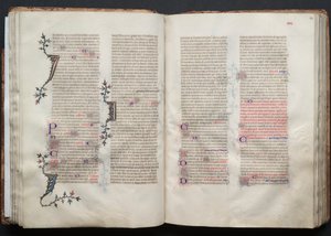 哥达弥撒曲》（The Gotha Missal）：Fol.43r, Text, c. 1375. 作者 Boqueteaux大师