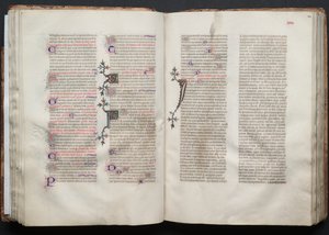 哥达弥撒曲》（The Gotha Missal）。Fol.43v，文本，约1375。 作者 Boqueteaux大师