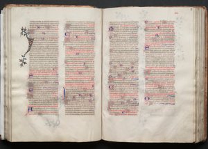 哥达弥撒曲》（The Gotha Missal）。Fol.56v，文本，约1375年。 作者 Boqueteaux大师