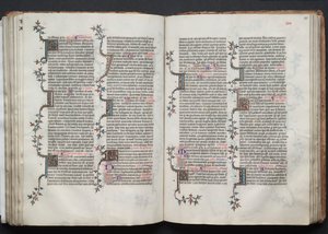 哥达弥撒曲》（The Gotha Missal）。Fol.84v，文本，约1375。 作者 Boqueteaux大师