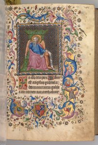 纳瓦拉国王（1361-1425）贵族查尔斯（Charles the Noble）的时间： 23r，圣卢克，c。 1405。 作者 布鲁塞尔缩写和助理的硕士