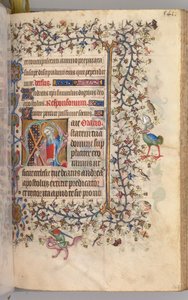 纳瓦拉国王（1361-1425）贵族查尔斯（Charles the Noble）的时间： 265r，圣安德鲁角c。 1405。 作者 布鲁塞尔缩写和助理的硕士