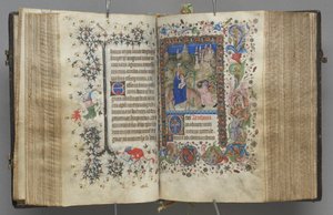 纳瓦拉国王（1361-1425）贵族查尔斯（Charles the Noble）的时间： 87v，文字，c。 1405。 作者 布鲁塞尔缩写和助理的硕士
