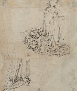 跪在地上祈祷的女性形象 [背面] 作者 窗帘研究硕士