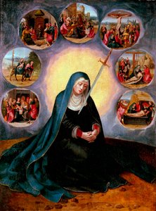 Notre Dame des sept Douleurs - The Virgin of the Seven Sorrows - 女性半身像大师（活跃于 1530-1560 年）16 世纪的作品 - 木板油画 - 75x56,7 - 巴塞罗那加泰罗尼亚国家艺术博物馆