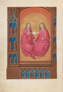 西班牙天主教女王伊莎贝拉的小时：  Fol.17v，三位一体 作者 马克西米利安第一本祈祷书的硕士