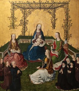 玫瑰花架下的圣母与孩子（Maria mit dem Kind in der Rosenlaube），约 1470 年 作者 圣母玛利亚生活大师