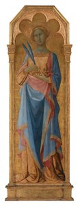 St. Corona，c.1350（面板上的蛋彩画，金色地面）rnrnrn155 x 48