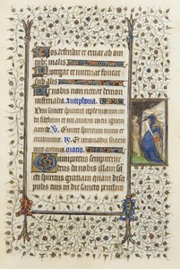 女士62 f.132r从Guillaume de Deguilleville的1350,1417（羊皮纸上的墨水和金箔）中的“圣灵的时辰”中刺杀一本书的人格化的人格化
