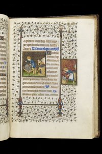 62 f.215r St. Eligius女士参拜；约书中的《圣埃利古斯在砧板上》，约1445-50年（牛皮纸）