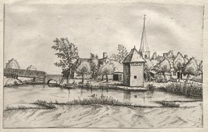 布拉班特和坎皮内的村庄景观。一个有壕沟的村庄，约1561年。 作者 小风景大师