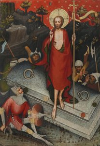 复活。 来自 Trebon 祭坛画 - Wittingau 大师（Trebon 祭坛画大师）（活跃于约 1380-1390 年）。 面板上的蛋彩画，约 1380 年。尺寸：132x92 厘米。 布拉格国家美术馆