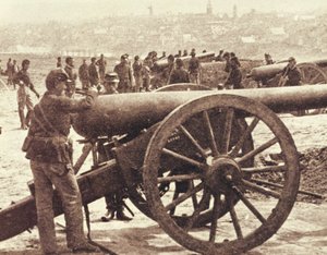 美国内战期间的联邦炮兵（1861-65）（黑白照片）