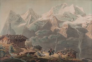 少女峰、慕尼黑、温根纳尔普的艾格峰 1822 年（水彩）