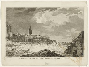 奈梅亨 Lappentoren 的崩溃，1784 年
T Instorten der Lappen-tooren te Nijmegen.1784 年（物品上的标题） 作者 弗朗西斯·桑索姆