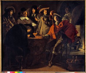 La Tabagie ou le corps de garde Mathieu Le Nain (Lenain) (1607-1677) 17 世纪的绘画。 1.17x1.37 米