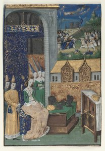 从Boccaccios Des Cleres et贵族的女性中摘取的一个小型缩影：美杜莎女王（Queen Medusa）...，c。 1470。 作者 弗朗索瓦夫人