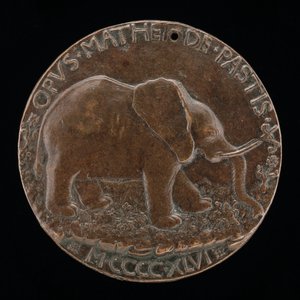 草地上的马拉泰斯塔大象[背面]，1446年。