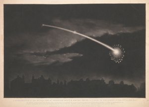 1850 年 2 月 11 日晚 11 点前约 12 分钟在帕丁顿看到的流星图像 作者 马修·科特斯·怀亚特