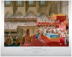 国王乔治四世的加冕仪式，威斯敏斯特大厅，伦敦，1821年1824年。                                 
