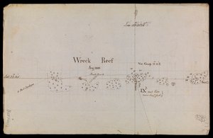 1803 年 "沉船礁 "粗略草图，摘自海军部技术备忘录和通信集