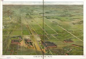 鸟瞰图。 方向为北向右。 LC 全景地图（第二版），555.1 也可通过美国国会图书馆网站以光栅图像形式获取。 LC 副本用墨水注释。 盖印：赞扬 Depew Improvement Co； S.杰·奥哈特，律师 作者 马修斯诺斯鲁普公司