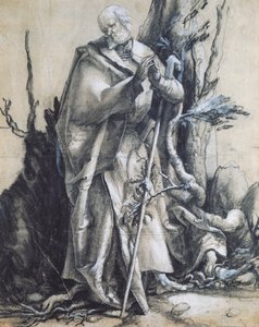 森林中的圣约翰，约1515年，由Matthias Grunewald（1470-1528）创作，纸上黑粉笔，37x29厘米。德国 作者 马蒂亚斯（c.1480 1528）格吕内瓦尔德