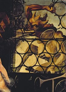 魔鬼攻击窗户，细节来自Isenheim Altarpiece的圣安东尼隐士，c.1512-16 作者 马蒂亚斯·格鲁内瓦尔德