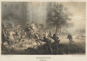 布尔格斯坦被诺曼人围困，约 810 年
布尔格斯坦（诺曼人）（物品上的标题） 作者 Matthijs Willem Gerardus Michielsen