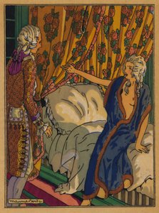 Choderlos De Laclos 的《Les Liaisons Dangereuses》插图（彩色石版画）