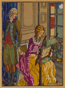 Choderlos De Laclos 的《Les Liaisons Dangereuses》插图（彩色石版画）